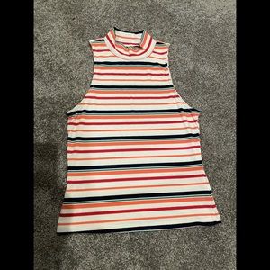 Striped Mock Neck Tank Top